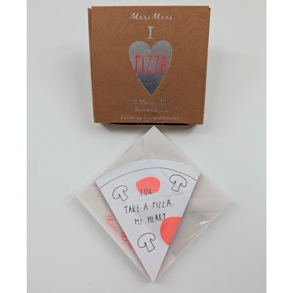 Meri Meri I love Pizza Valentine Notecards Set of 12 Cards - Picture 7 of 7